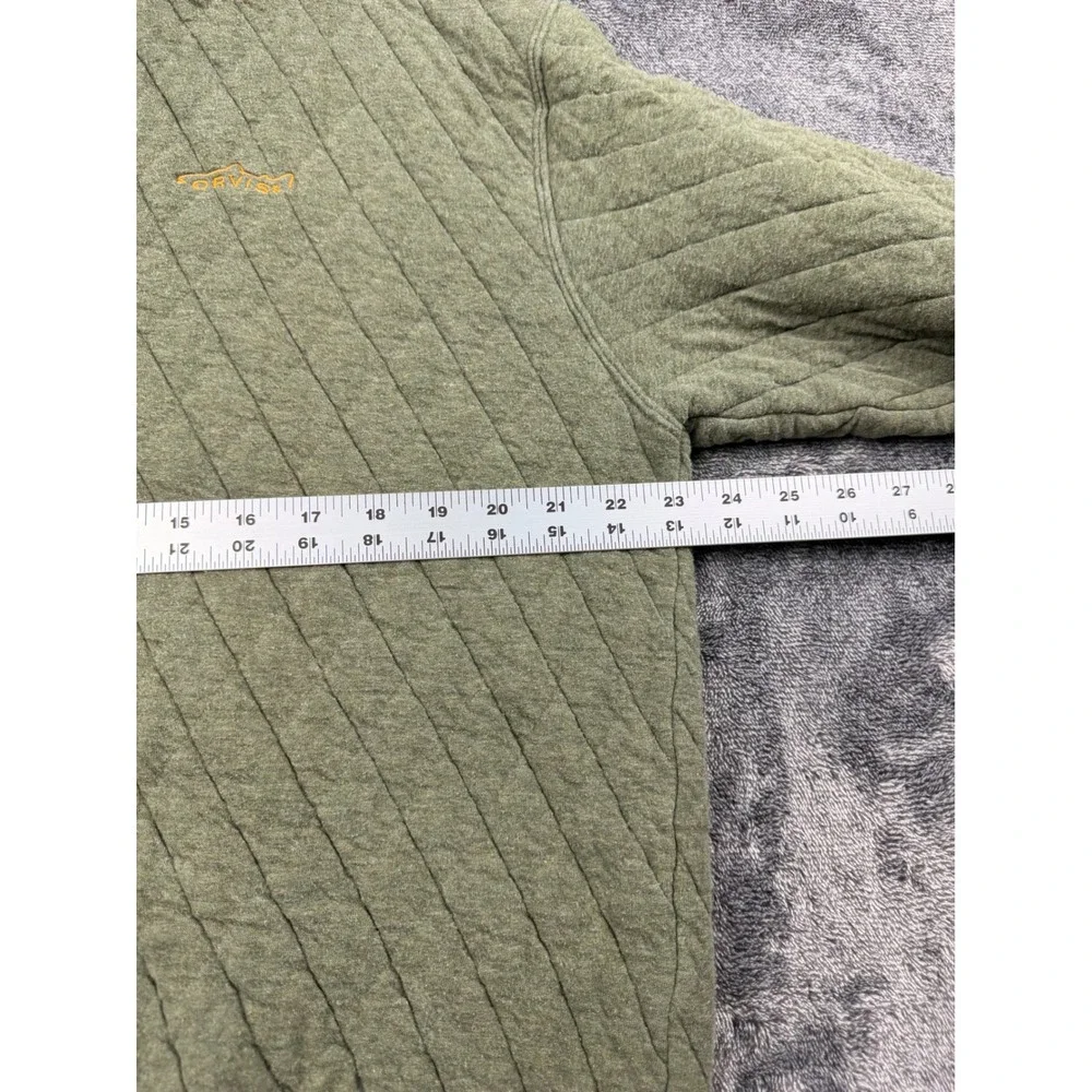 Orvis Trout Bum Mens Medium Quilted Snap Neck Pullover Sweater Sage Green Fishin